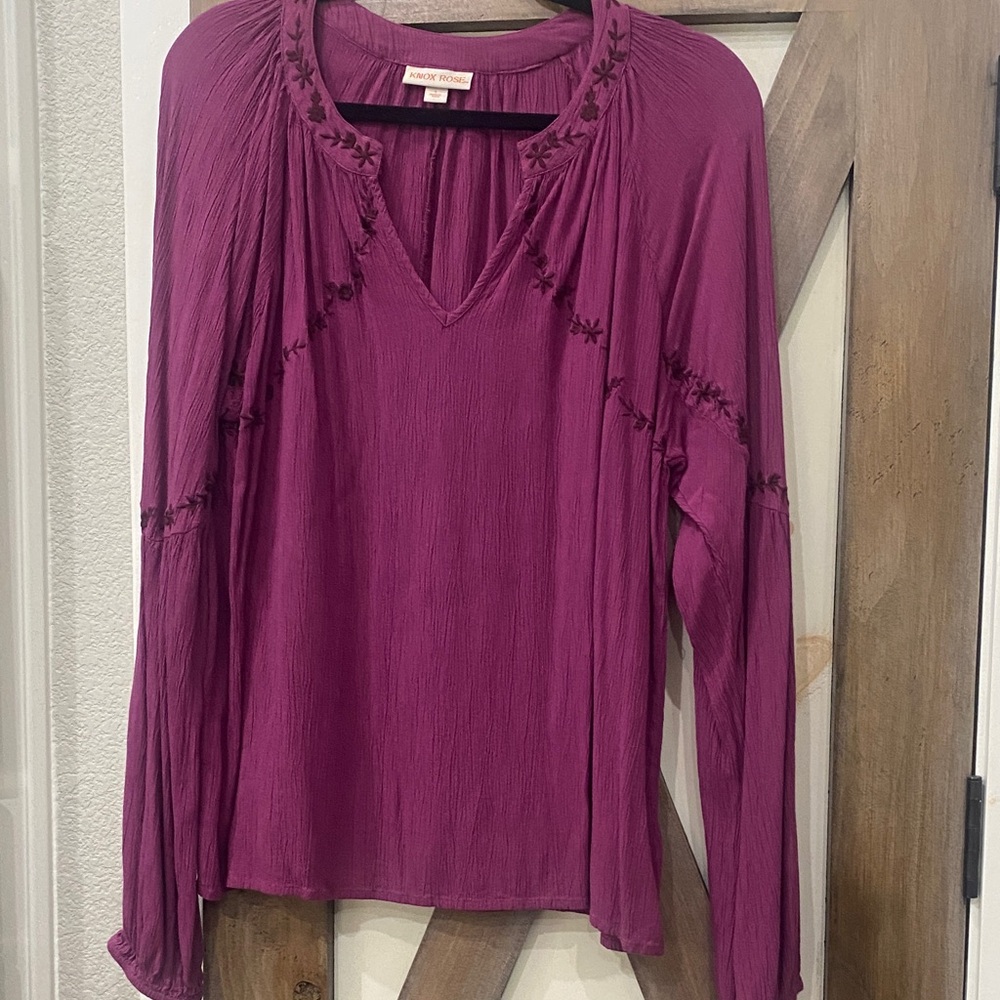 Knox Rose Magenta Embroidered Blouse